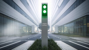 Ein modernes Straßenschild mit dem Text Helpful Content und einer grünen Ampel darüber
